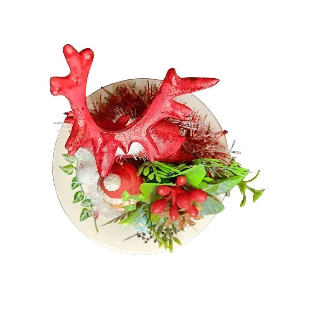 Christmas Holiday Pixie Figurine Winter Red Reindeer Angel Holly Berry Floral‎